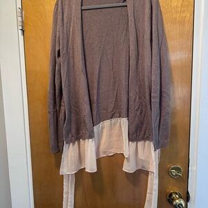 Elegant Women's Brown and Cream Sweater